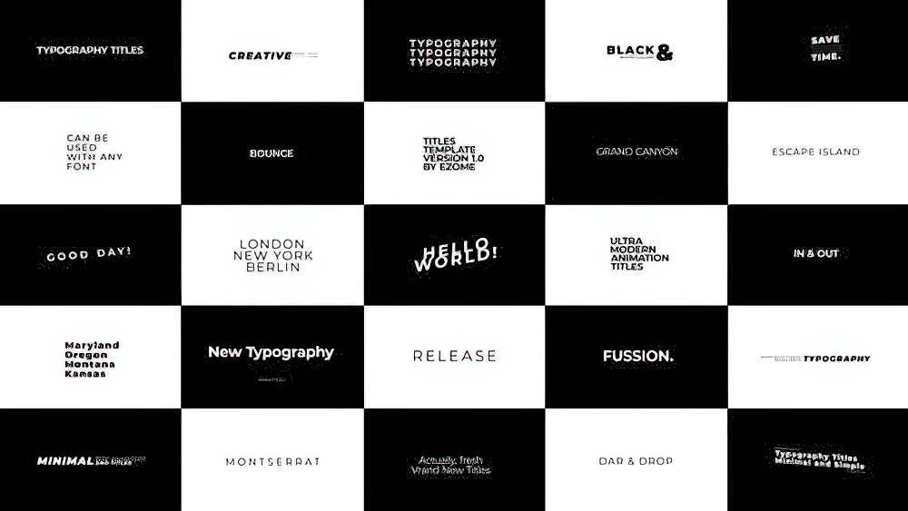 FCPX标题:26款粗体文本动画动力错字排版标题 Typography Titles(0053)