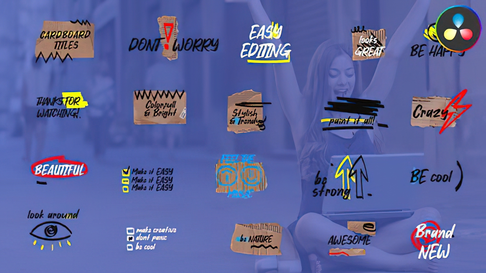 达芬奇标题:创意卡漫画文本破纸板标题 Torn Cardboard Titles(0047)