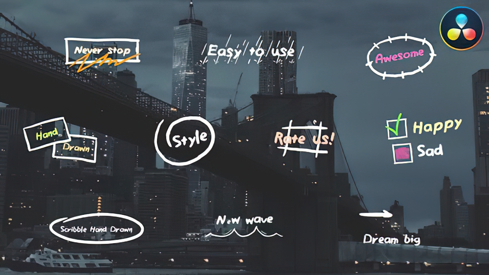 达芬奇标题:彩色卡通涂鸦手绘标题 Scribble Hand Drawn Titles(0045)