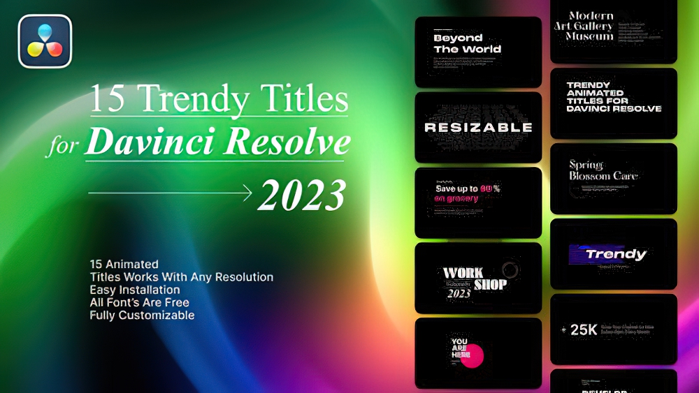 达芬奇字幕:15款高端转专业时尚设计文字排版标题 Modern Titles(0040)