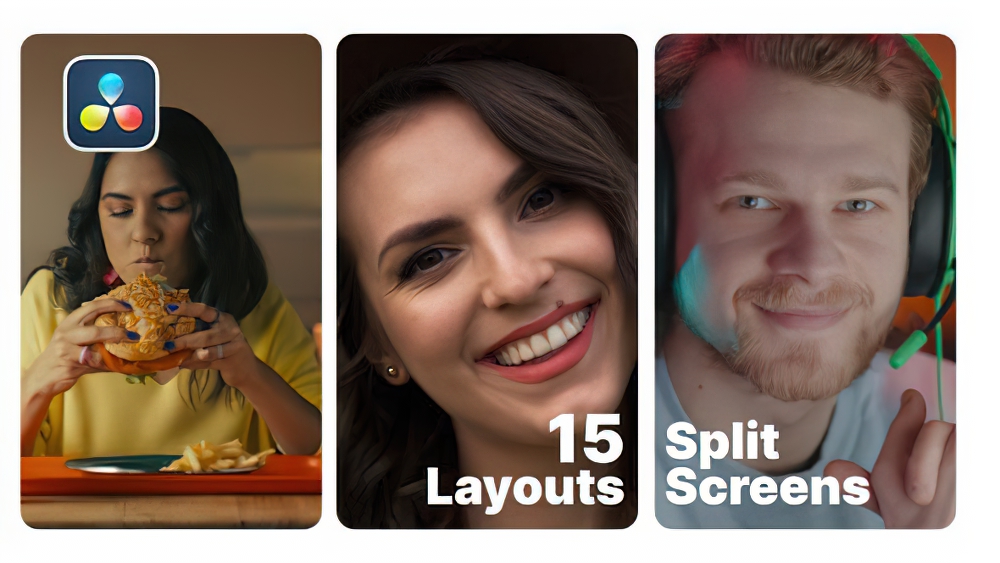 达芬奇模板:15款视频照片分屏多屏幕模板使用简单 Split Screen(0037)