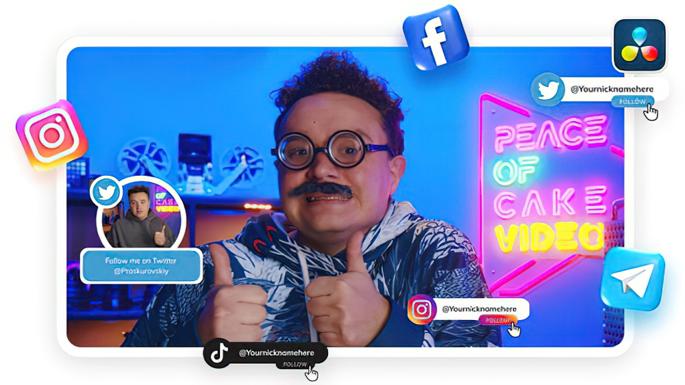 达芬奇模板:图片的社交媒体人物信息人名介绍Social Media Animations(0056)