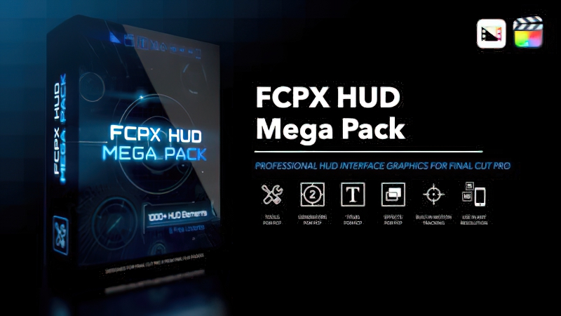 2026 Final Cut Pro插件FCPX HUD Mega Pack超级HUD/UI元素效果包0182