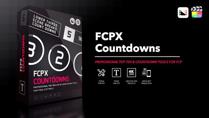 2026 Final Cut Pro插件 FCPX Countdowns倒计时十大排行榜图形0169