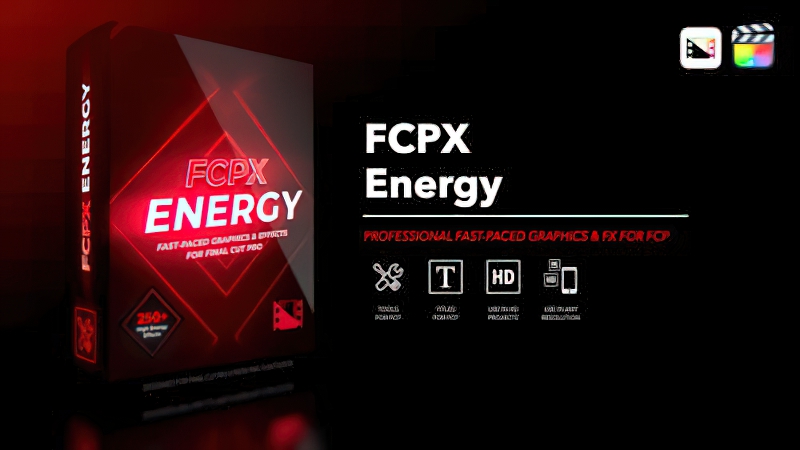 2026 Final Cut Pro插件FCPX Energy 高能图形闪烁故障图能特效0175