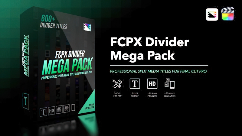 2026 Final Cut Pro插件FCPX Divider Mega Pack 600+分隔线预设0172