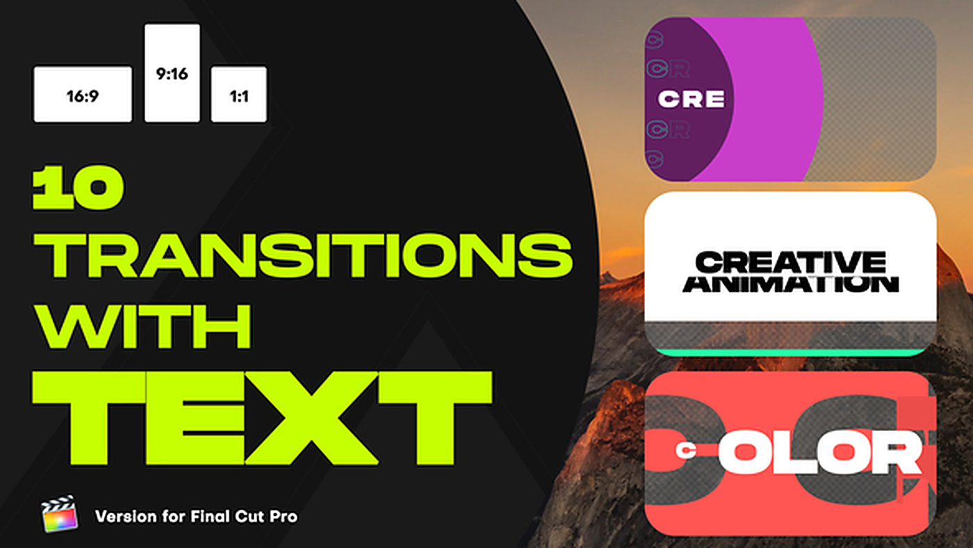 FCPX插件动态文字转场Final Cut Pro多彩色块社交媒体片头 2095