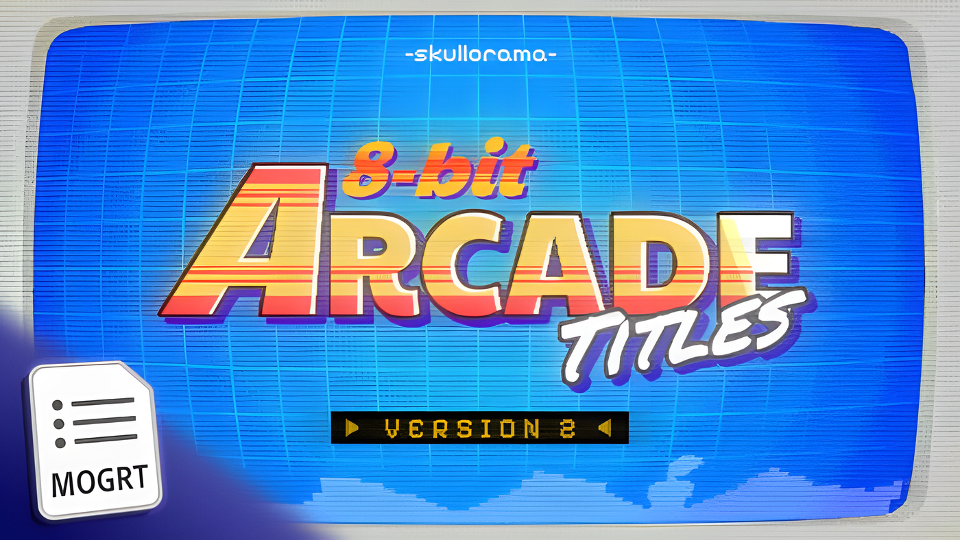 PR模板复古街机像素12款标题动画MOGRT8-bit Arcade Titles 0273