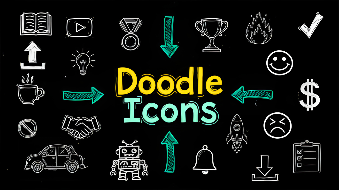 PR模板手绘涂鸦图标动画白板讲解视频Universal Doodle Icons 0285