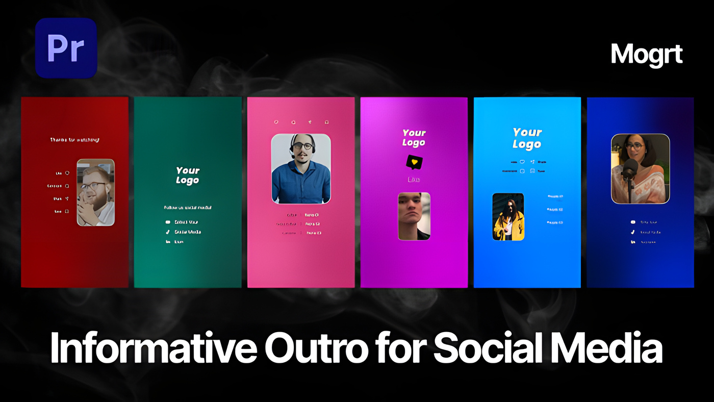 PR模板简洁竖屏社媒片尾订阅引导制作署名Social Media Outro 0294