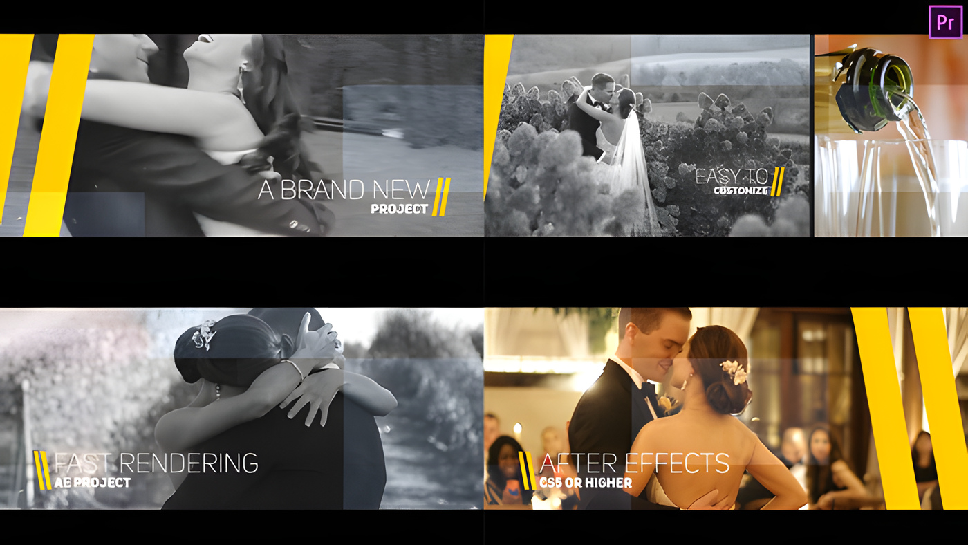 PR模板电影感婚礼相册幻灯片滑动转场漏光叠加Perfect Wedding 0304