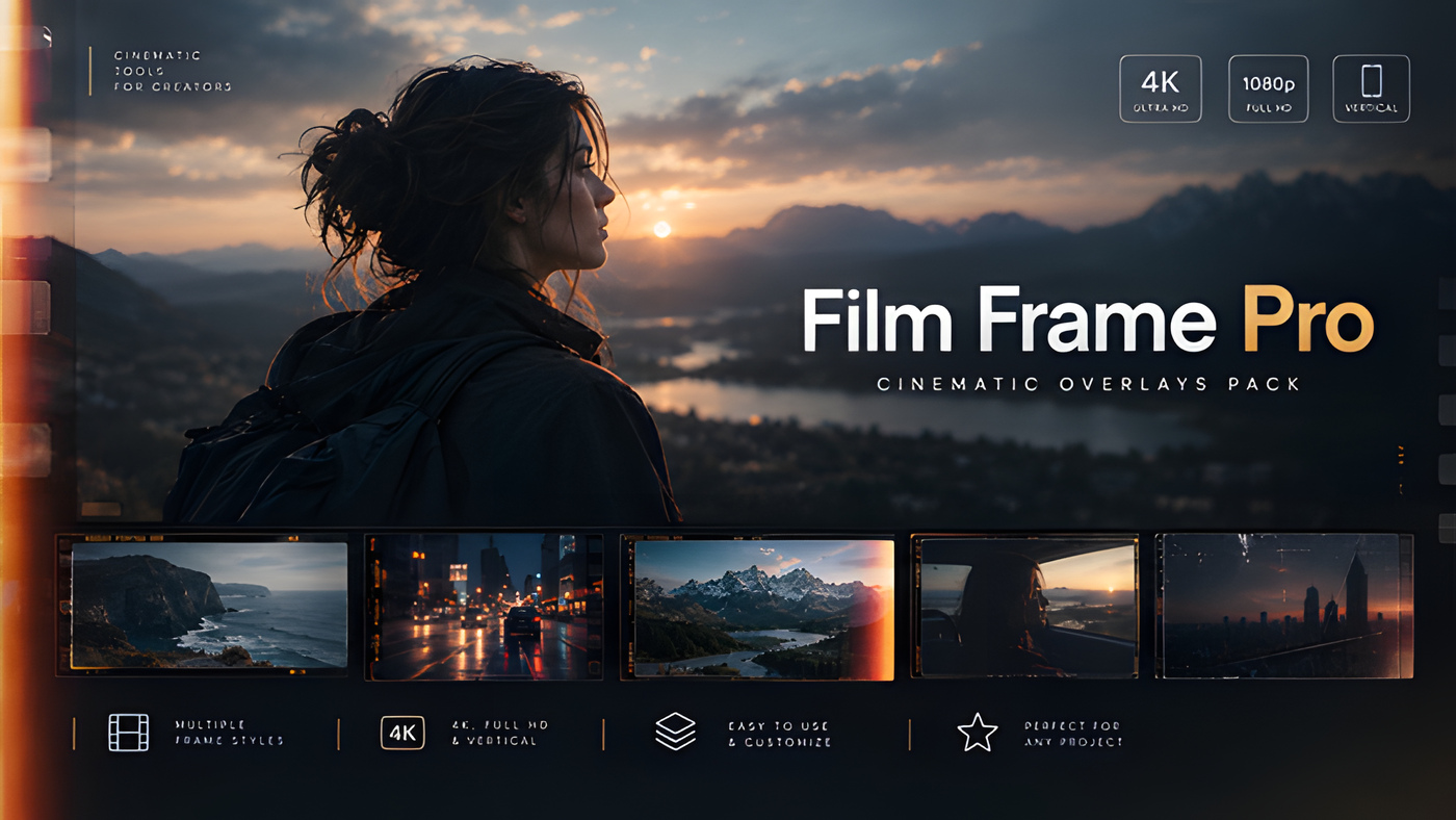 PR模板电影感胶片边框叠加视频剪辑Film Frame Pro 0309