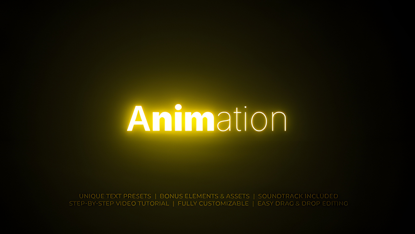 PR模板霓虹可变字体12款文字动画字重宽度可调Text Animation 0355