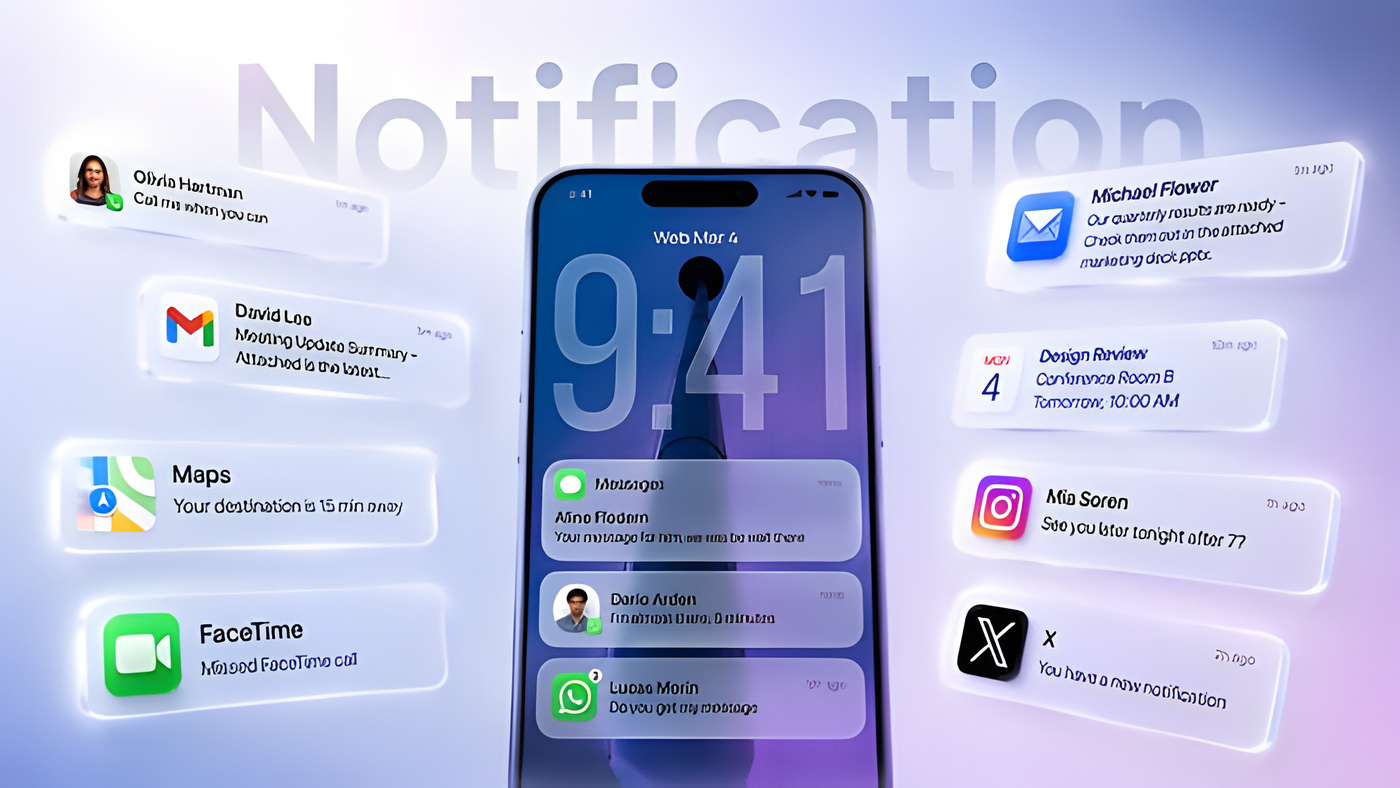 PR模板液态玻璃手机通知弹窗动画Mobile Notification 0362