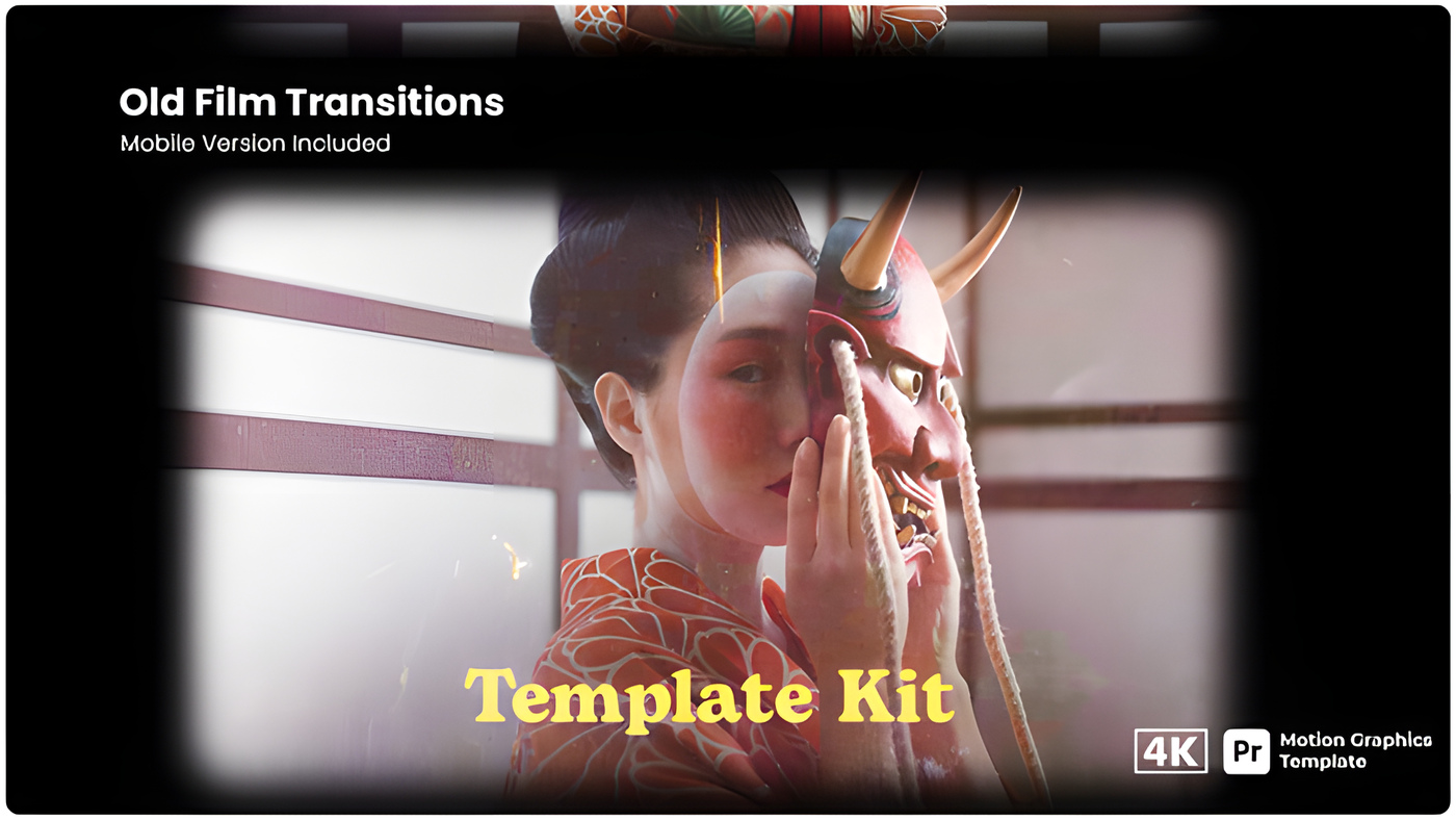 PR模板复古胶片漏光划痕转场视频剪辑Old Film Transitions 0363
