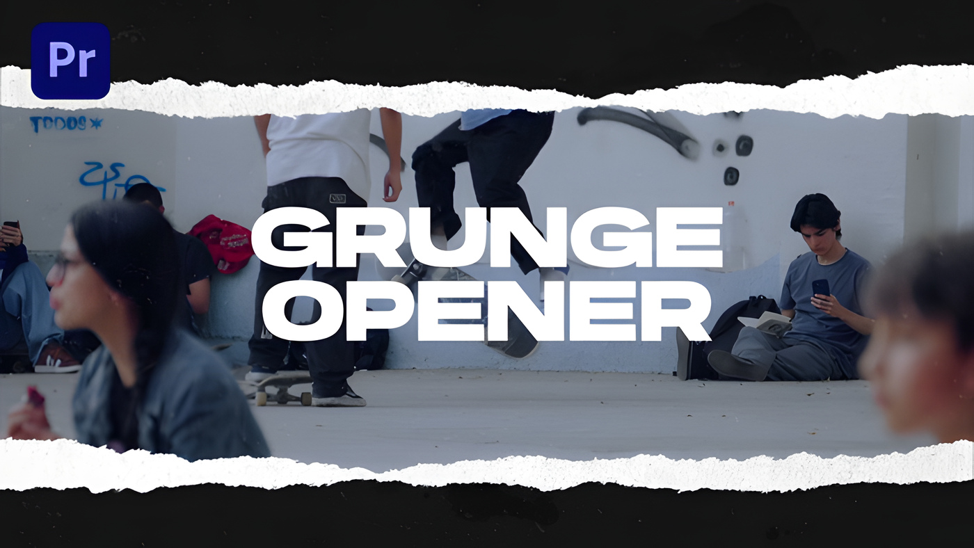 PR模板粗粝做旧撕纸转场运动片头Grunge Intro Opener 0376