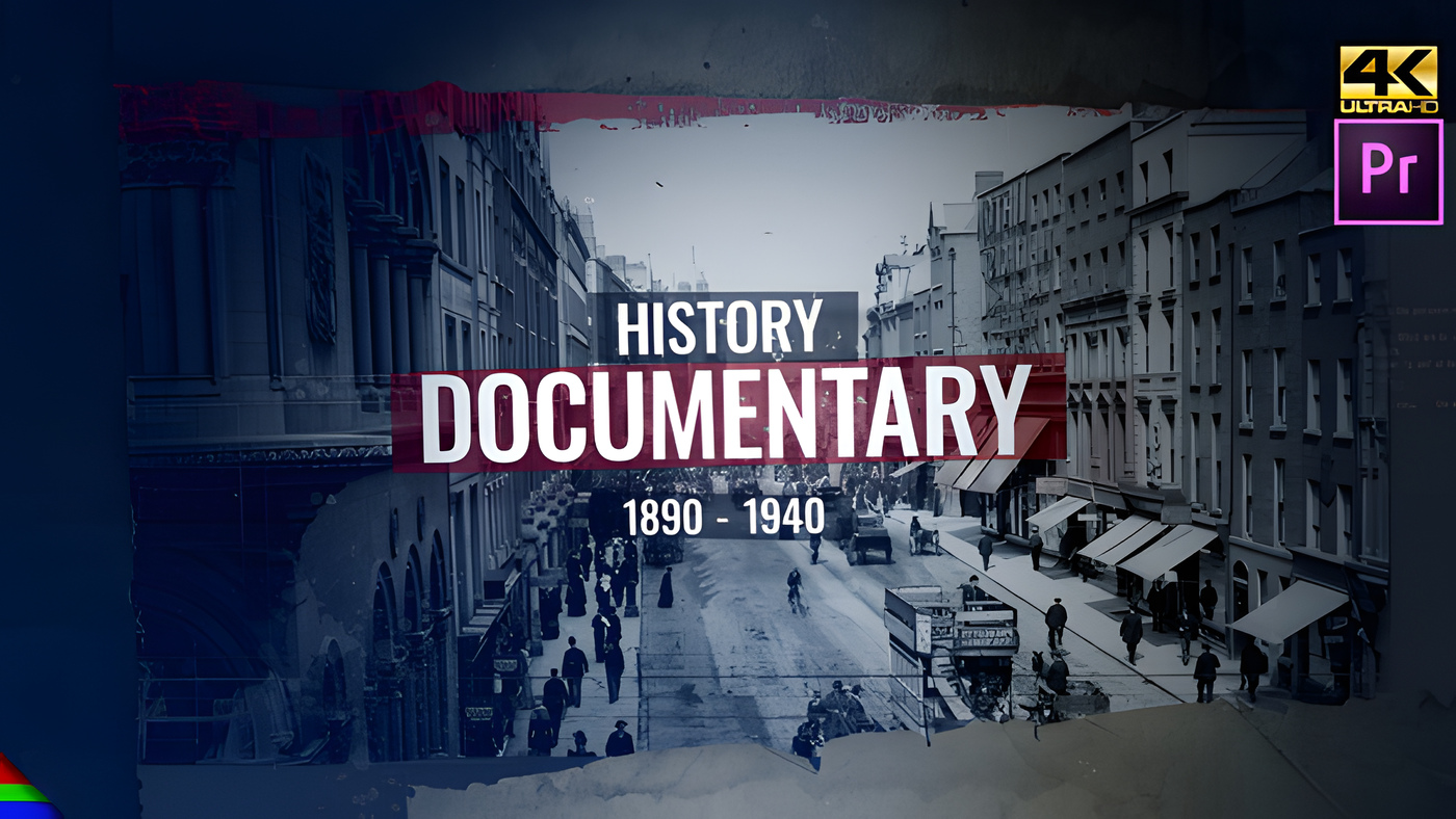 PR模板复古纸纹胶片颗粒历史纪录片图文展示History Documentary 0387