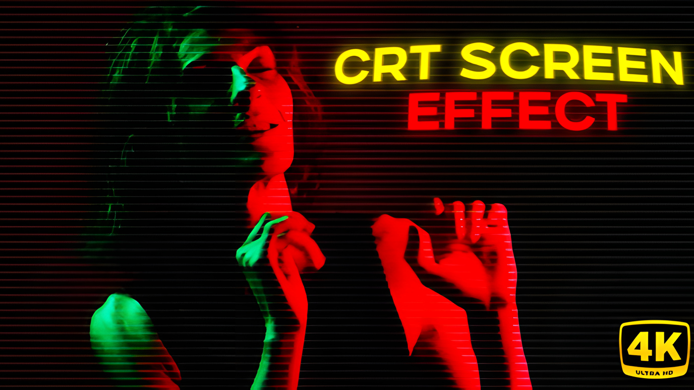 FCPX插件复古CRT电视屏幕特效扫描线RGB分离失真噪点 2317